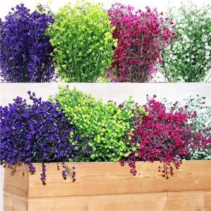12 Bundles Artificial Flowers Outdoor Artificial Plant Decor UV Resistant Fake